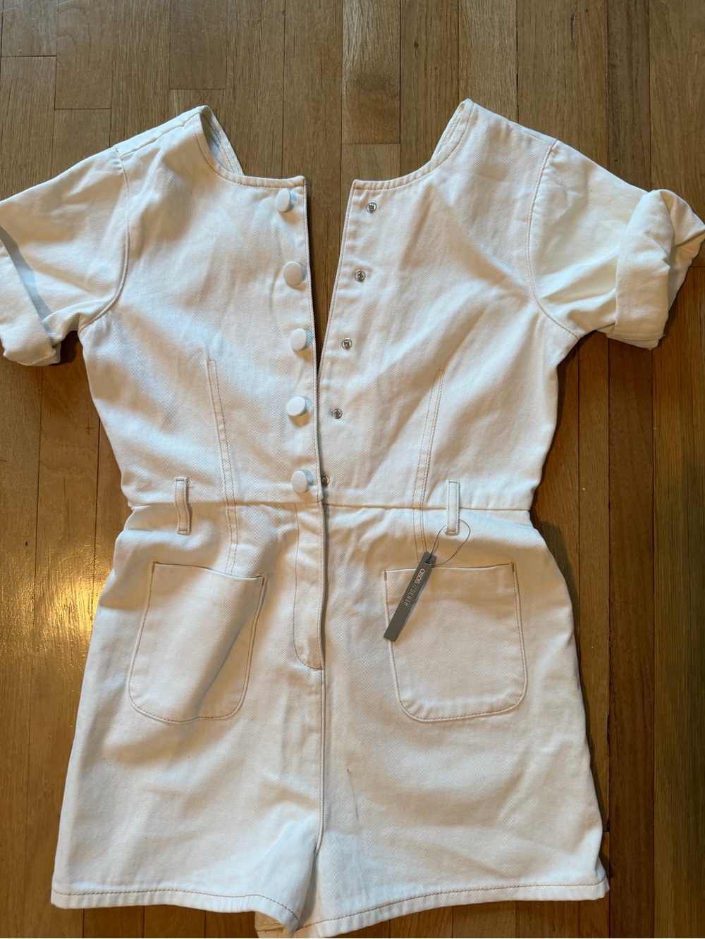 ASOS Cream Short Denim Romper